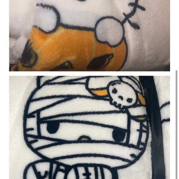 Hello Kitty Halloween Blanket - White, Black, Orange - Picture 1 of 1